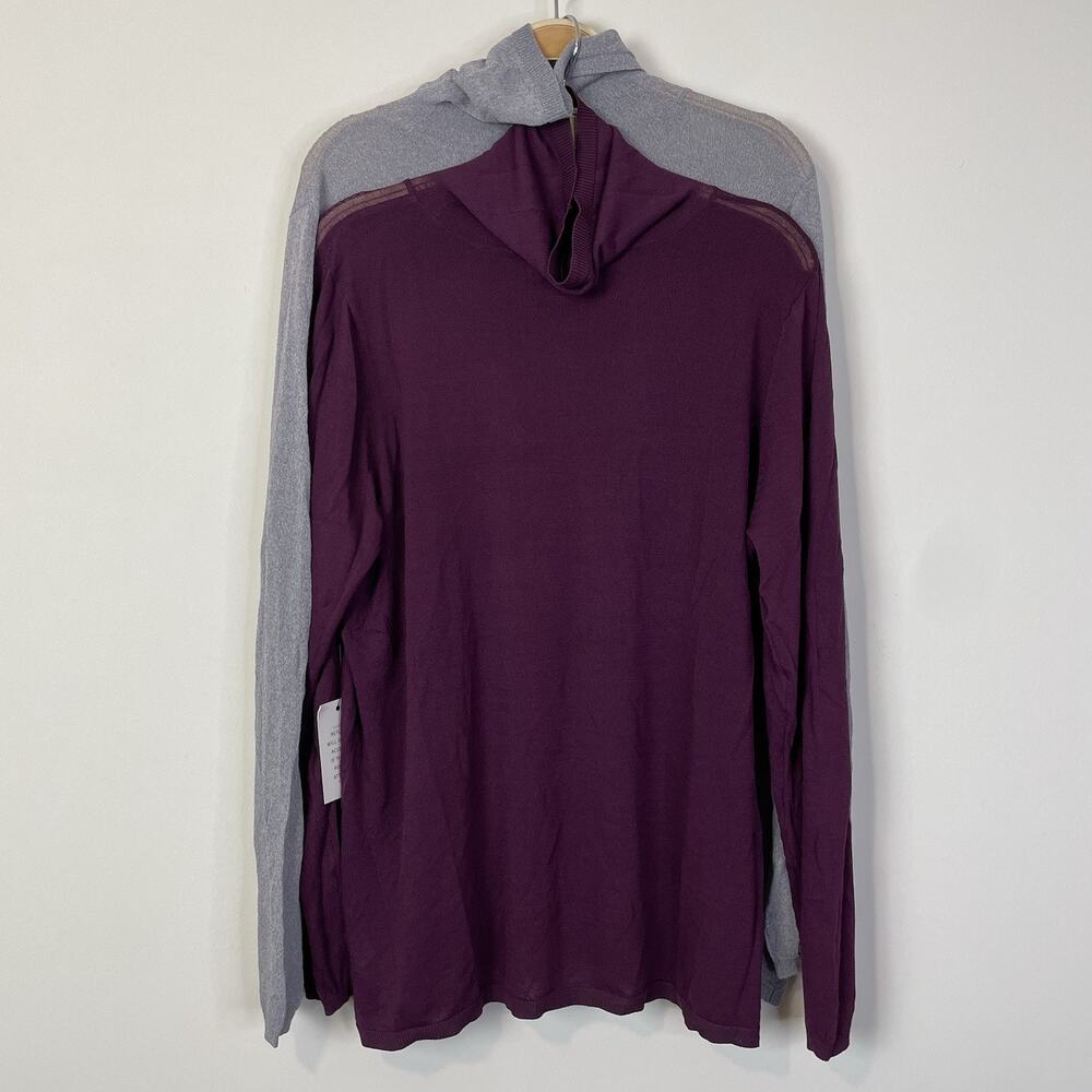 Eloquii Sheer Lightweight Turtleneck Sweater Size 18/20 Lot of 2 Purple‎ Gray
